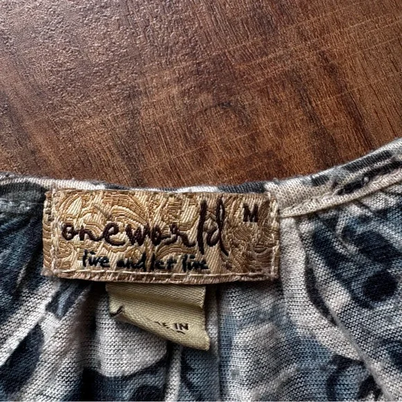 Vintage Y2K Boho Sequin Butterfly Blue Grey Flowy Romantic Short Sleeve Top M - Picture 6 of 6